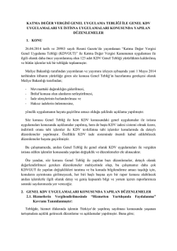 katma değer vergisi genel uygulama tebliği ile