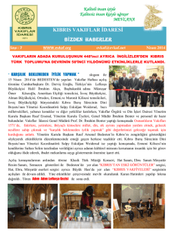 KIBRIS VAKIFLAR İDARESİ BİZDEN HABERLER