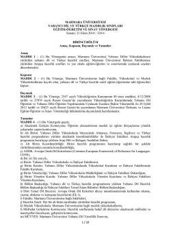 1 / 10 MARMARA &Uuml;NİVERSİTESİ YABANCI DİL VE T&Uuml;RK&Ccedil;E