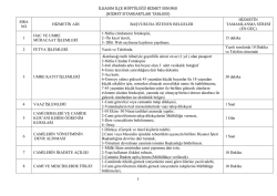 hizmet sıtandartları tablosu