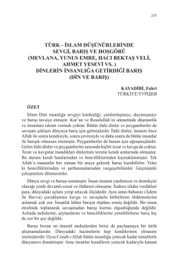 MEVLANA, YUNUS EMRE, HACI BEKTAŞ VELİ, AHMET