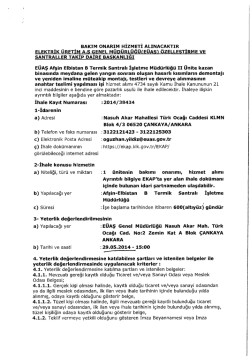 BAKIM ONARIM HİZMETİ ALINACAKTIR ELEKTRİK ÜRETİM A.S