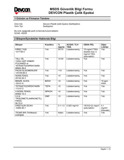 MSDS G&uuml;venlik Bilgi Formu DEVCON Plastik &Ccedil;elik Epoksi