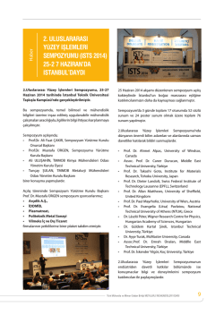 2. uluslararası y&uuml;zey işlemleri sempozyumu (ısts 2014)
