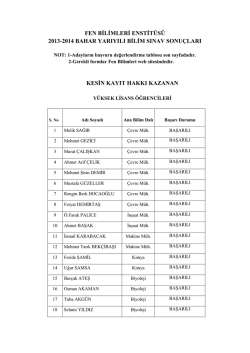 fen bġlġmlerġ enstġtüsü 2013-2014 bahar yarıyılı bġlġm sınav