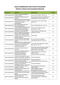 Destek almaya hak kazanan projeler
