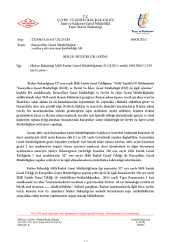 Maliye Bakanlığı Milli Emlak Genel M&uuml;d&uuml;rl&uuml;ğ&uuml;n&uuml;n 21.04.2014 tarihli