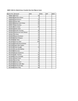 30097: EHB 211, Elektrik Devre Temelleri Dersi İ&ccedil;in &Ouml;ğrenci Listesi