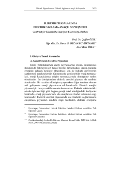 ELEKTRİK PİYASALARINDA ELEKTRİK SAĞLAMA