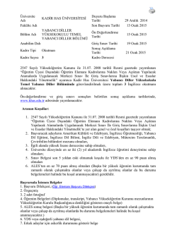 Kadir Has &Uuml;niversitesi Yabancı Diller Y&uuml;ksekokulu Temel Yabancı