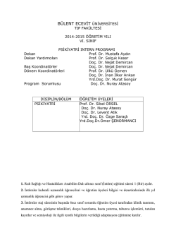 psikiyatri - B&uuml;lent Ecevit &Uuml;niversitesi Fizik B&ouml;l&uuml;m&uuml;