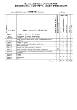 klasik arkeoloji anabilim dalı 2014-2015 eğitim