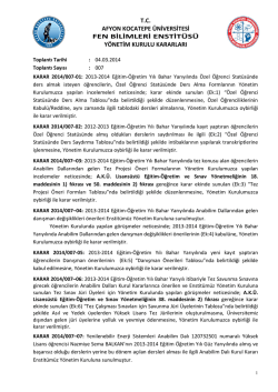 karar 2014/007 - Afyon Kocatepe &Uuml;niversitesi
