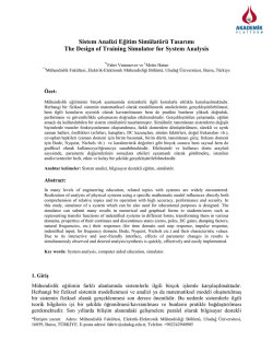Sistem Analizi Eğitim Sim&uuml;lat&ouml;r&uuml; Tasarımı