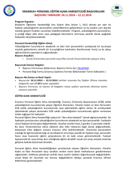 erasmus+ personel eğitim alma hareketliliği başvuruları başvuru