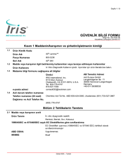 G&Uuml;VENLİK BİLGİ FORMU