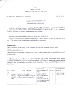 06.08.2014 tarihli ihale ilanı (Gerze Malm&uuml;d&uuml;rl&uuml;ğ&uuml;nden Menkul Mal