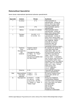 Matematiksel Operat&ouml;rler