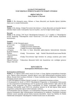 U.Ü.Yurt Dışından Öğrenci Kabulüne İlişkin Yönerge