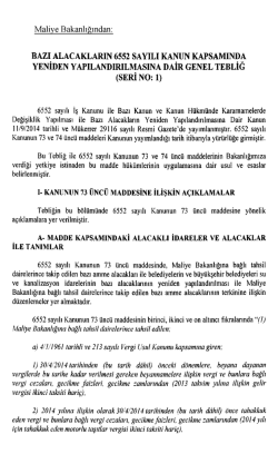 6552 sayılı kanun vergi tebliğleri