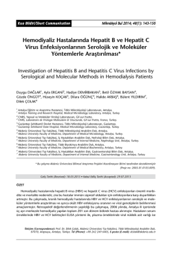 Hemodiyaliz Hastalarında Hepatit B ve Hepatit C Virus
