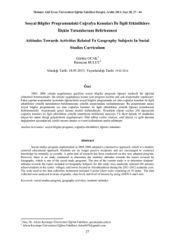 Sosyal Bilgiler Programındaki Coğrafya Konuları İle İlgili Etkinliklere
