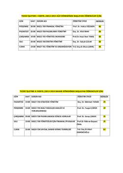 İşletme Ana Bilim Dalı Tezsiz Y&uuml;ksek Lisans Ders Programı