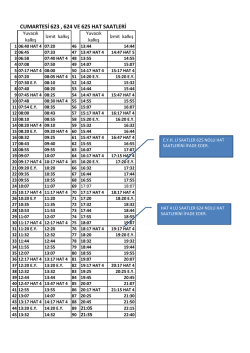 CUMARTESİ 623 , 624 VE 625 HAT SAATLERİ