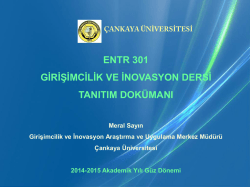 ENTR301 DERSİ HAKKINDA - Çankaya Üniversitesi