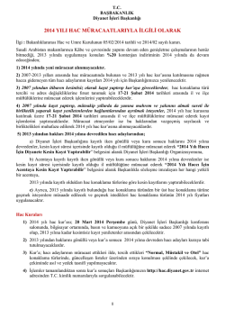 2014 yılı hac kayıtları - Diyanet İşleri Başkanlığı