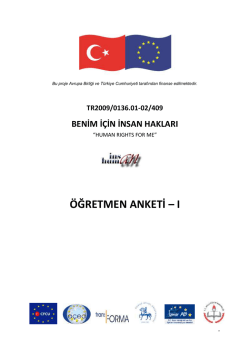 &Ouml;ĞRETMEN ANKETİ &ndash; I - Benim i&ccedil;in İnsan Hakları