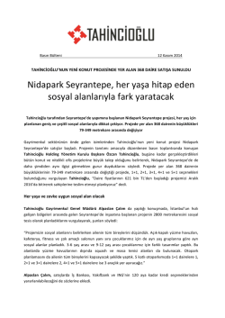 Nidapark Seyrantepe, her yaşa hitap eden sosyal