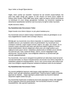 Sayın Veliler ve Sevgili &Ouml;ğrencilerimiz