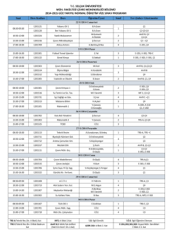 Mid-Term Exam Schedule - &Ccedil;evre M&uuml;hendisliği B&ouml;l&uuml;m&uuml;