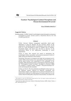 Psychological Contract Perceptions and Person