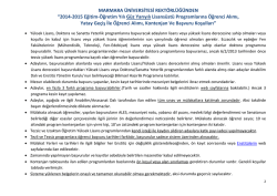 2014-2015 Eğitim-&Ouml;ğretim Yılı G&uuml;z Yarıyılı Lisans&uuml;st&uuml; Programlarına