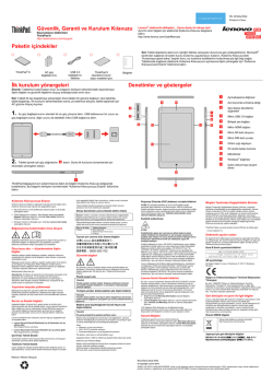 G&uuml;venlik, Garanti ve Kurulum Kılavuzu Paketin i&ccedil;indekiler İlk