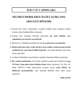 İLH 2 VE 3. SINIFLARA SE&Ccedil;MELİ DERSLERLE İLGİLİ A&Ccedil;IKLAMA
