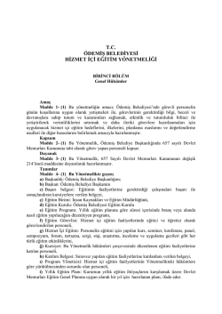 T.C. &Ouml;DEMİŞ BELEDİYESİ HİZMET İ&Ccedil;İ EĞİTİM Y&Ouml;NETMELİĞİ