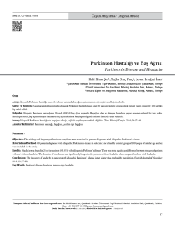 Parkinson Hastalığı ve Baş Ağrısı