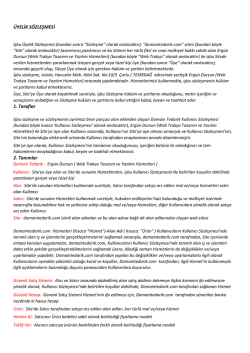 2. Tanımlar &Uuml;YELİK S&Ouml;ZLEŞMESİ 1. Taraflar