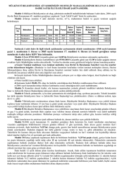 şehrimizin muhtelif mahallelerinde bulunan 4 adet daire satışı ile
