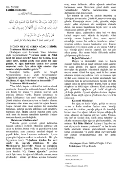 01.08.2014 Tarihli Hutbe Metni Sitemize
