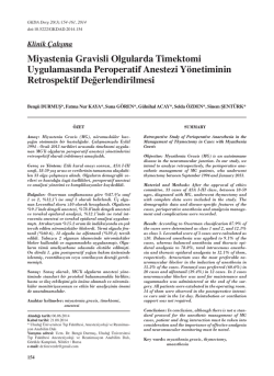 Miyastenia Gravisli Olgularda Timektomi