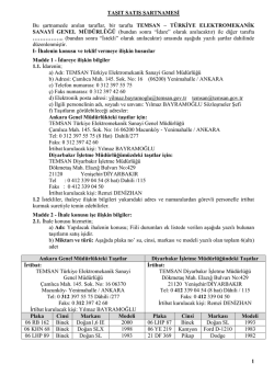1 TAŞIT SATIŞ ŞARTNAMESİ Bu şartnamede anılan
