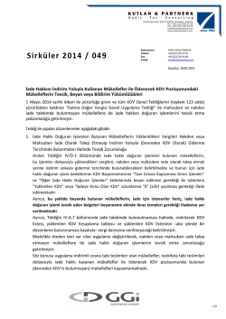 İade Hakkını İndirim Yoluyla Kullanan M&uuml;kellefler ile &Ouml;denecek KDV