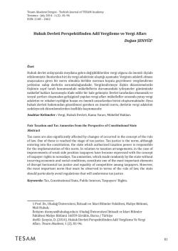 Hukuk Devleti Perspektifinden Adil Vergileme ve Vergi