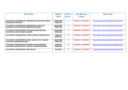 &Uuml;niversite Kadro T&uuml;r&uuml; Kadro Sayısı Son Başvuru Tarihi İlan Linki