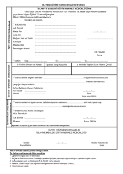 HİJYEN EĞİTİMİ KURSU BAŞVURU FORMU İSLAHİYE MESLEKİ
