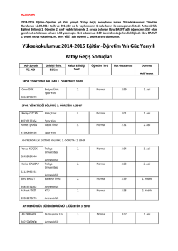 Yüksekokulumuz 2014-2015 Eğitim-Öğretim Yılı Güz Yarıyılı Yatay